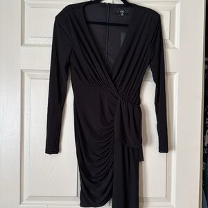 Lulus Marlay Black Ruched Long Sleeve Bodycon Dress - Size M